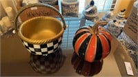 MacKenzie-Childs basket and striped pumpkin