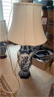 (3) Blue and White Lamps including Love Bird