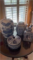(4) Blue and white Chinese ceramic porcelain 14"