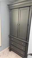38 x 84 painted cabinet, 
Towels not included
