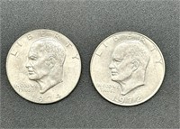 1974-D + 1972-D Eisenhower Dollar