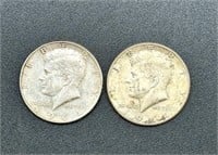 1964 (2) Kennedy Half Dollar {90% Silver}