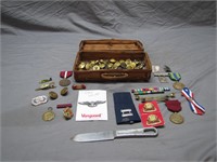 Big Vintage Military Buttons Medals Awards Lot