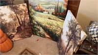 (3) canvas wall hangings
26 x 34 and one 36 x48