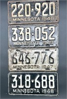 Minnesota license plates (1940, 1946, 1947, 1948)