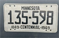 Minnesota license plate 1849 {Centennial 1949}