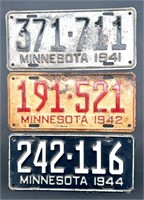 Minnesota license plates (1944, 1942, 1941)
