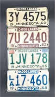 Minnesota license plates (1960, 1962, 1965, 1968)
