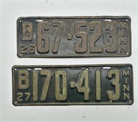 Minnesota license plates (1926,27)