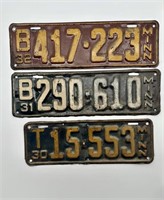 Minnesota license plates (1930,31,32)