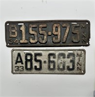 Minnesota license plates (1933,34)