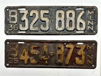 Minnesota license plates (1935,36)