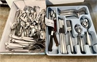 Large group of stainless flatware