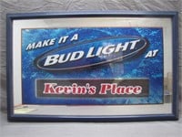 Vintage "Bud-light" Ad Mirror Sign Kevin's Place