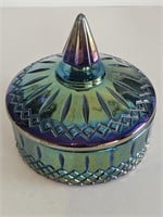 VTG INDIANA BLUE CARNIVAL GLASS CANDY DISH