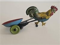 VTG JAPAN TIN ROOSTER WITH WAGON