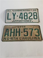 VINTAGE NC CAR TAGS 1974/APPOINTED AND 1990