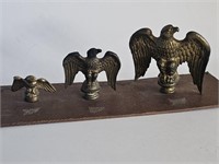 3 VTG BRASS EAGLES MOUNTED ON BOARD-DIFFERENT