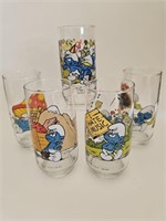 SET OF 5 SMURF GLASSES-ALL IN GOOD SHAPE