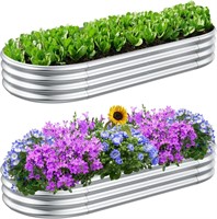 2 Pcs 6x3x1 FT Raised Garden Bed  Galvanized Box