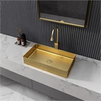 Gold Vessel Sink  Rectangular Steel 21.65L