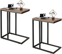 WLIVE C-Shaped Tables  Set of 2  Brown/Black