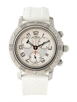 Hermes Clipper Diver Silver Dial Chrono Watch 36mm