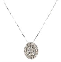 Round .40ct Diamond Oval Cluster Necklace