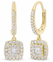 14k Gold .60ct Diamond Cluster Dangle Earrings