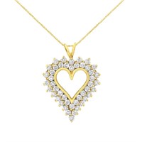 14k Gold-pl. 4.00ct Diamond Cluster Heart Necklace