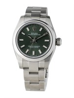 Rolex Oyster Perpetual Green Dial Watch 26mm