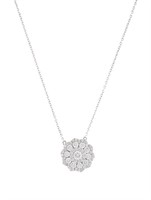 18k Gold .53ct Diamond Flower Halo Necklace