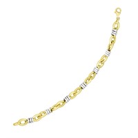 14k Two-tone Gold Wrapped Marquis Link Bracelet