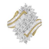 10k Gold 2.60ct Diamond Cluster Bypass Ring