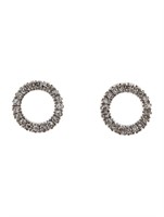 14k Gold-pl .10ct Diamond Circle Stud Earrings