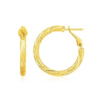 14k Gold Petite Twisted Round Hoop Earrings
