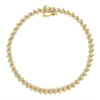 10k Gold-pl. 2.00ct S-link Tennis Bracelet
