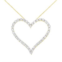 10k Gold-pl 3.00ct Diamond Open Heart Necklace