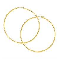 14k Gold Large Polished Hoop Earrings