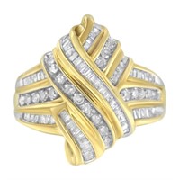 10k Gold Multi-cut 1.04ct Diamond Bypass Ring