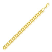 14k Gold Solid Double Link Charm Bracelet