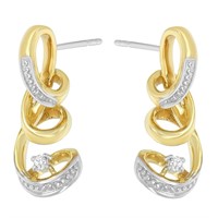 10k Two-tone Gold .05ct Diamond Spiral Earrings