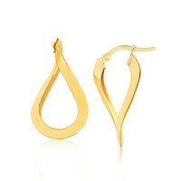 14k Gold Flat Polished Twisted Hoop Earrings