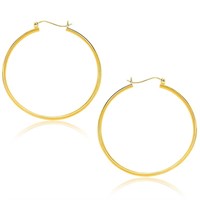 10k Gold Polished Hoop Earrings 40mm