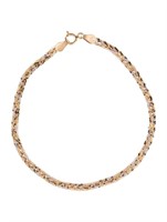 14k Three Tone Gold Herringbone Link Bracelet