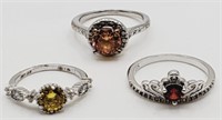 (T) Silvertone Crystal Rings - (sizes 5.5 to 7.5)