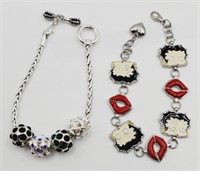 (T) Silvertone Clasp Bracelets - Betty Boop and