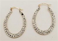 (LB) 14kt Yellow Gold and CZ Hoop Earrings