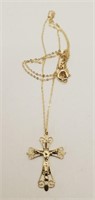 (LB) 10kt Yellow Gold Filigre Crucifix (18" long)