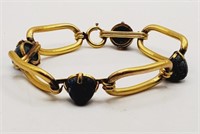 (NO) Gold Filled Link Bracelet with Demim Blue